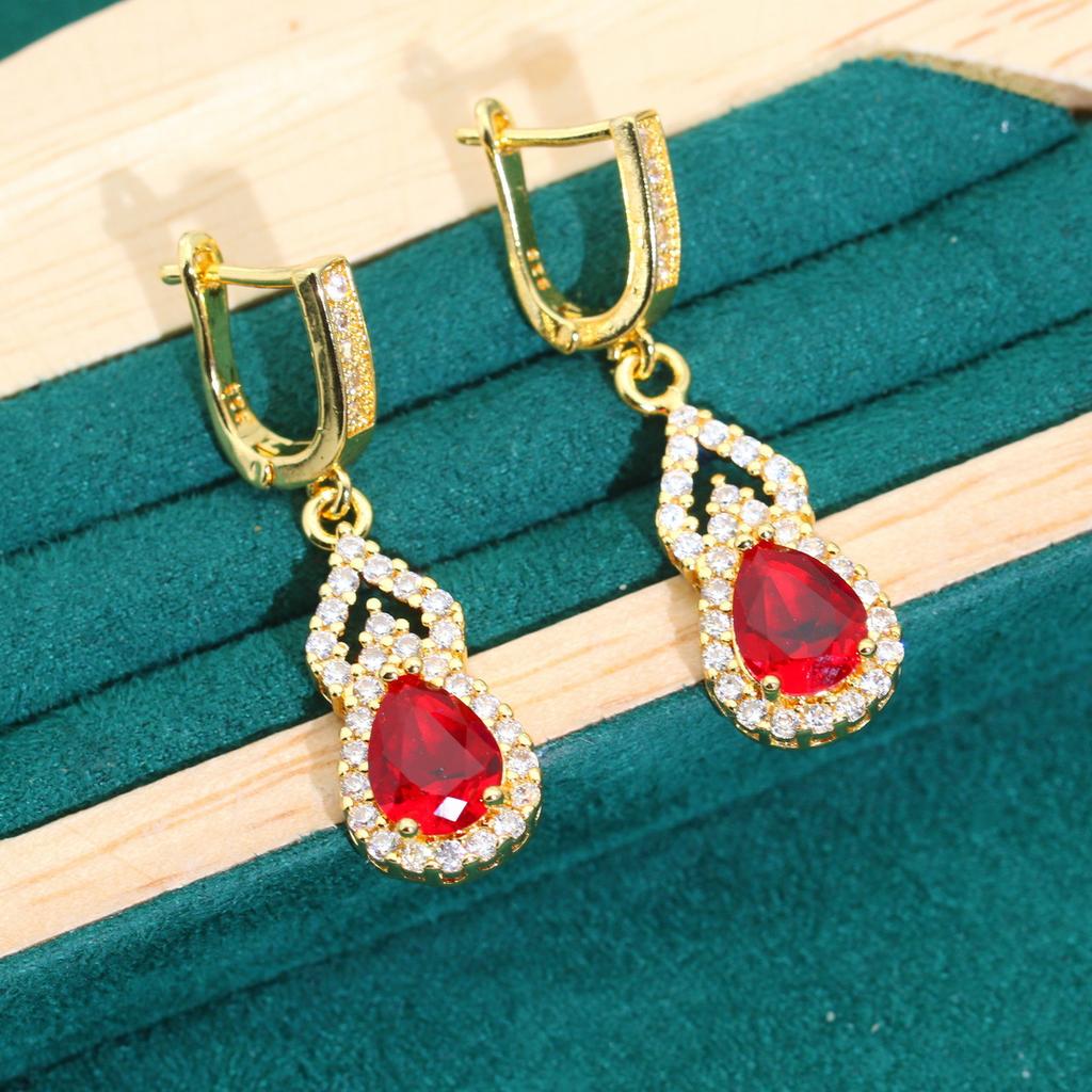 New European and N Fashion Jewelry Set Zircon Necklace Earrings Ring