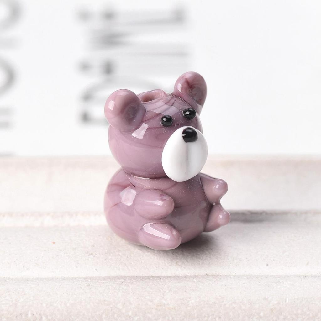 2pcs Bear 15x20mm Handmade Lampwork Glass Loose Beads for Jewelry Making Accessories DIY Crafts Findings