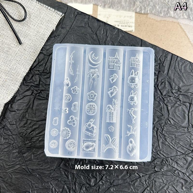 Nail Art Templates DIY Manicure Tools Cartoon Rabbit Bow Nail Silicone Mold, Nail Art Stamp Relief, Nail Decoration Accessories