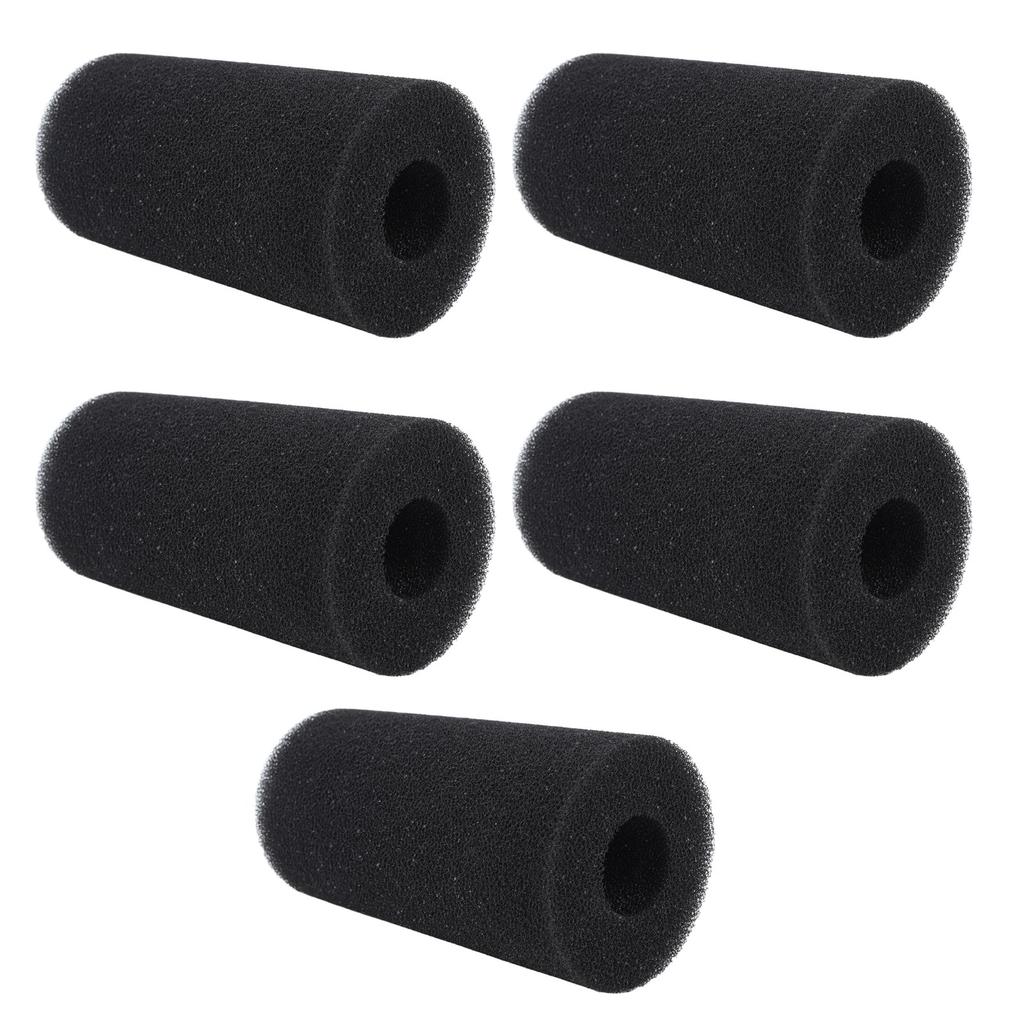 5PCS Pool Filter Sponge PU Sponge Black Reusable Washable Cylindrical Simming Pool Filter Foam for Pool Pump