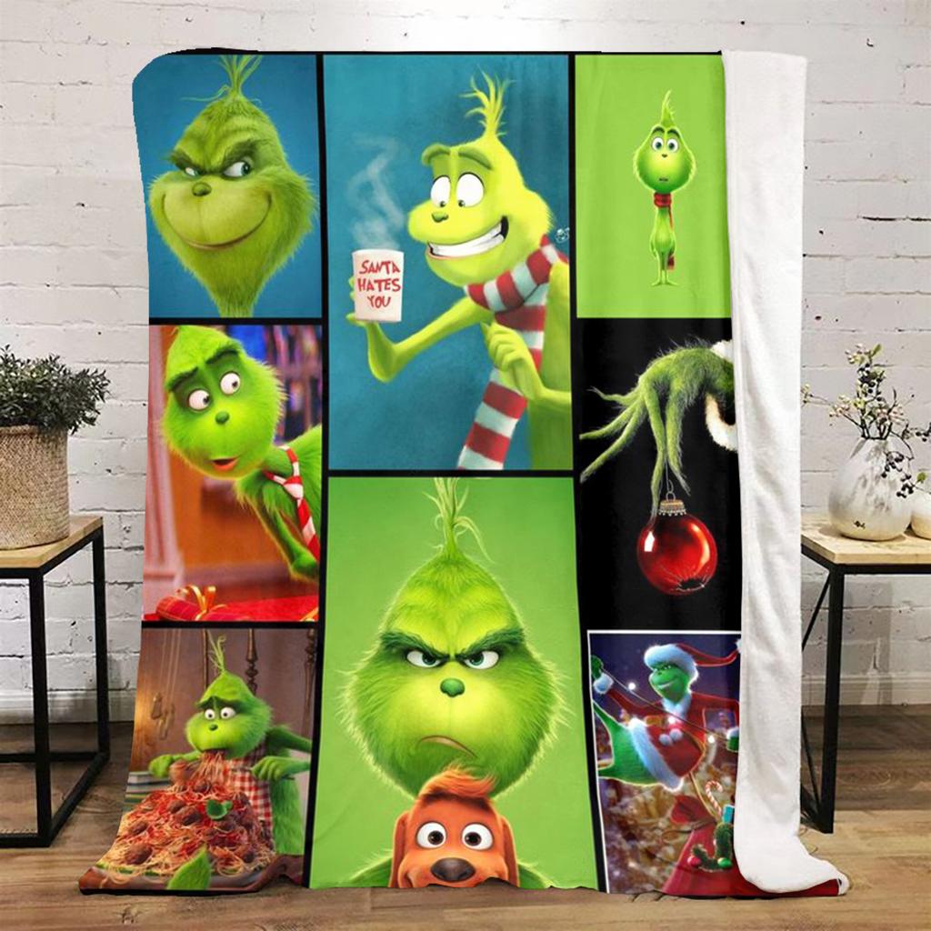Grinch Christmas Story Plush Blanket Soft Comfortable All Seasons blanket Sofa Office Naps blanket Outdoor Travel throw Perfect Gift
