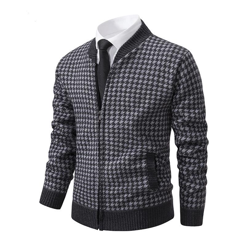 Men s Fashion Stand Collar Jacket - Autumn/Winter 2023, Thick, Warm, Knitted for Seniors and Middle-aged. L