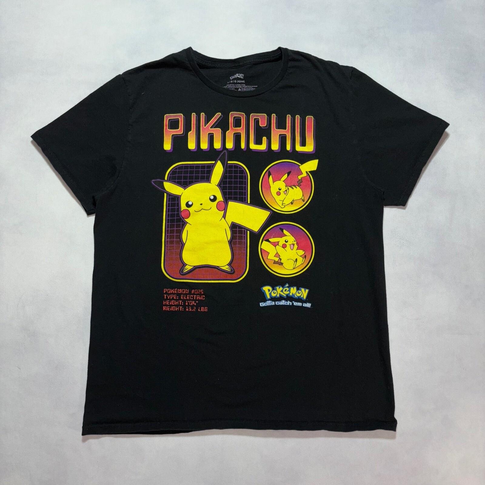 Pokemon Pikachu Graphic T-Shirt Size Large Black Nintendo Anime Short Sleeve Y2K Unisex T-Shirt XXL