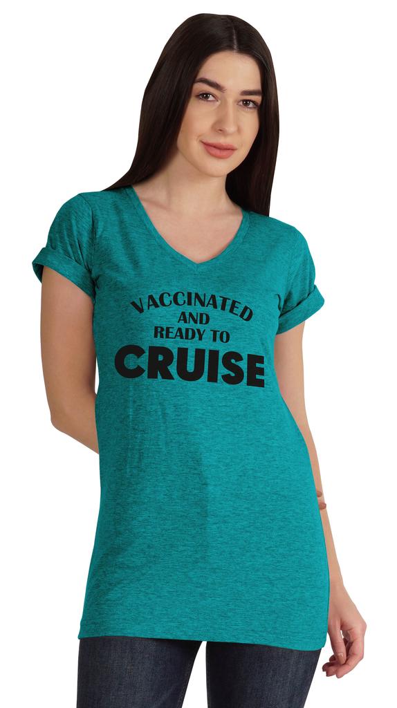 Inkmeso Vaccinated And Ready To Cruise Funny Pro-Vaccine Crew Neck T-shirt For