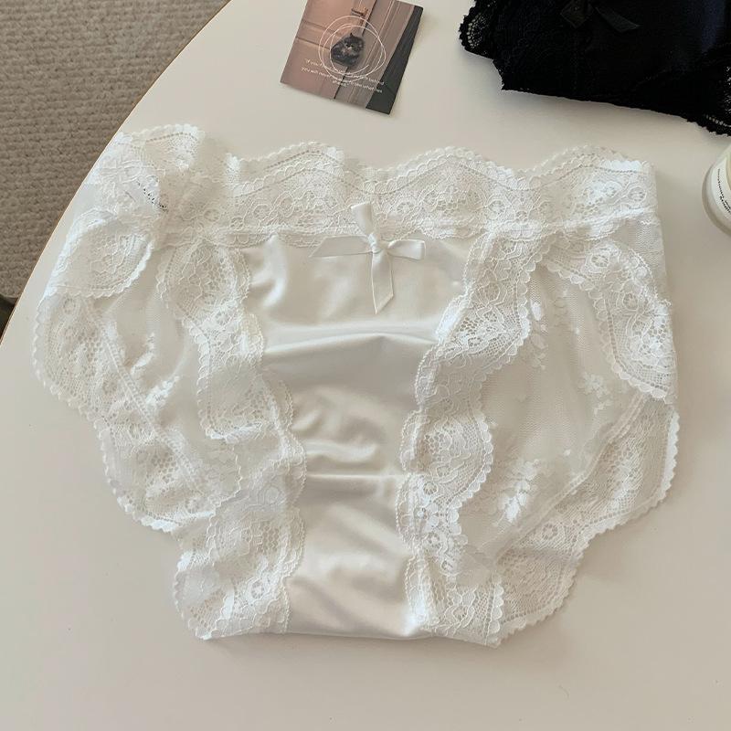 Female Spring and Summer Sexy Lace Transparent Mesh Yarn Low Waist Triangle Briefs