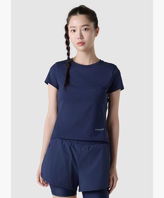 LECOQ Women'S Slim Fit Short Sleeve T-Shirt With Built-In Cap - Navy (Qq222Ers42)