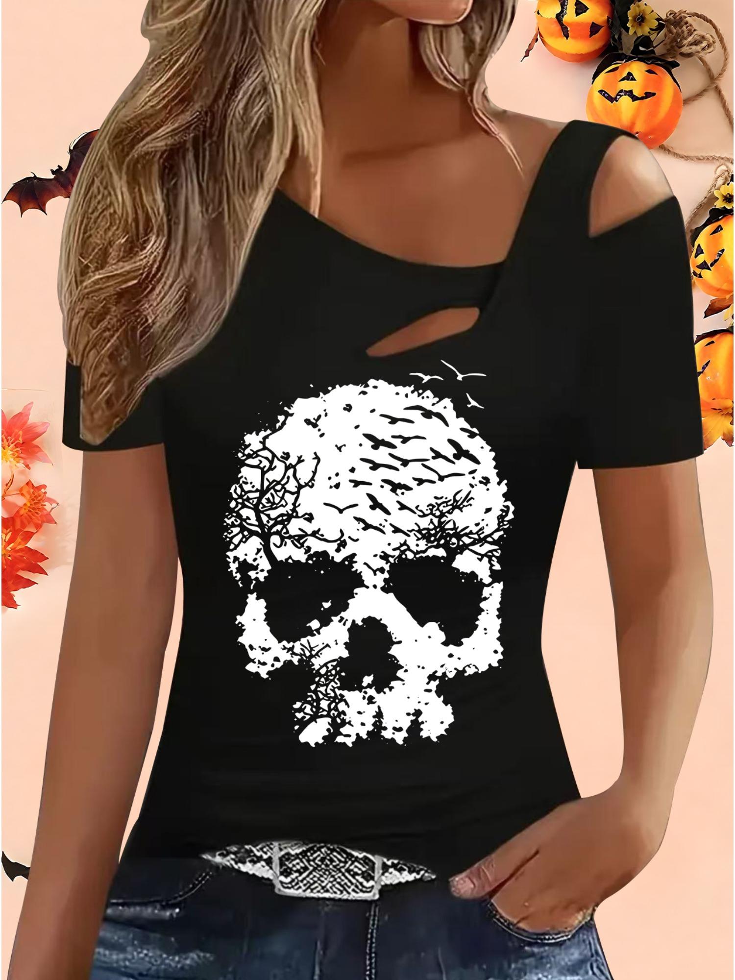 

Женские Свободные Топы Блузки Рубашки Подарок на Хэллоуин и Рождество XXL чёрный