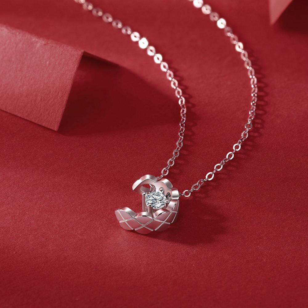 Real 925 Sterling Silver Vvs1 Moissanite Diamond 18k White Gold Pendant Necklaces For Women Anniversary Gift