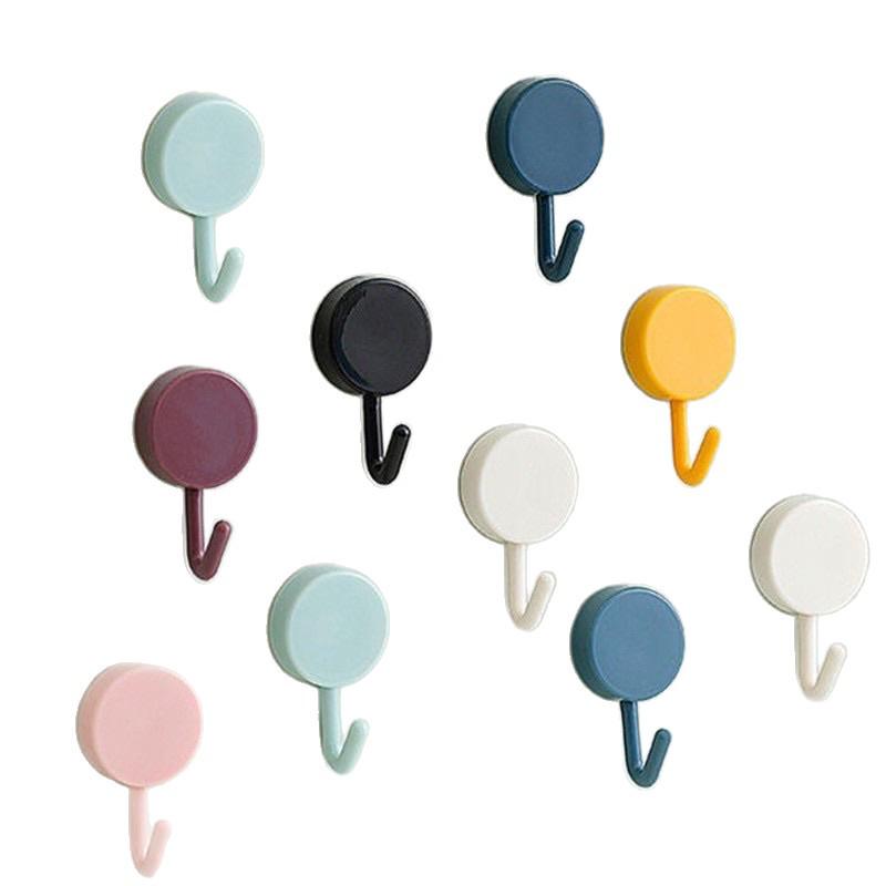 Macaron Traceless Adhesive Hook - Colorful No-Nail Plastic Hook for Kitchen & Bathroom