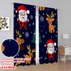 2pcs,2D Plane Printing Window Curtain Christmas Trees Santa Reindeer Snowflakes Polyester Fabric (without Rod) All Seasons