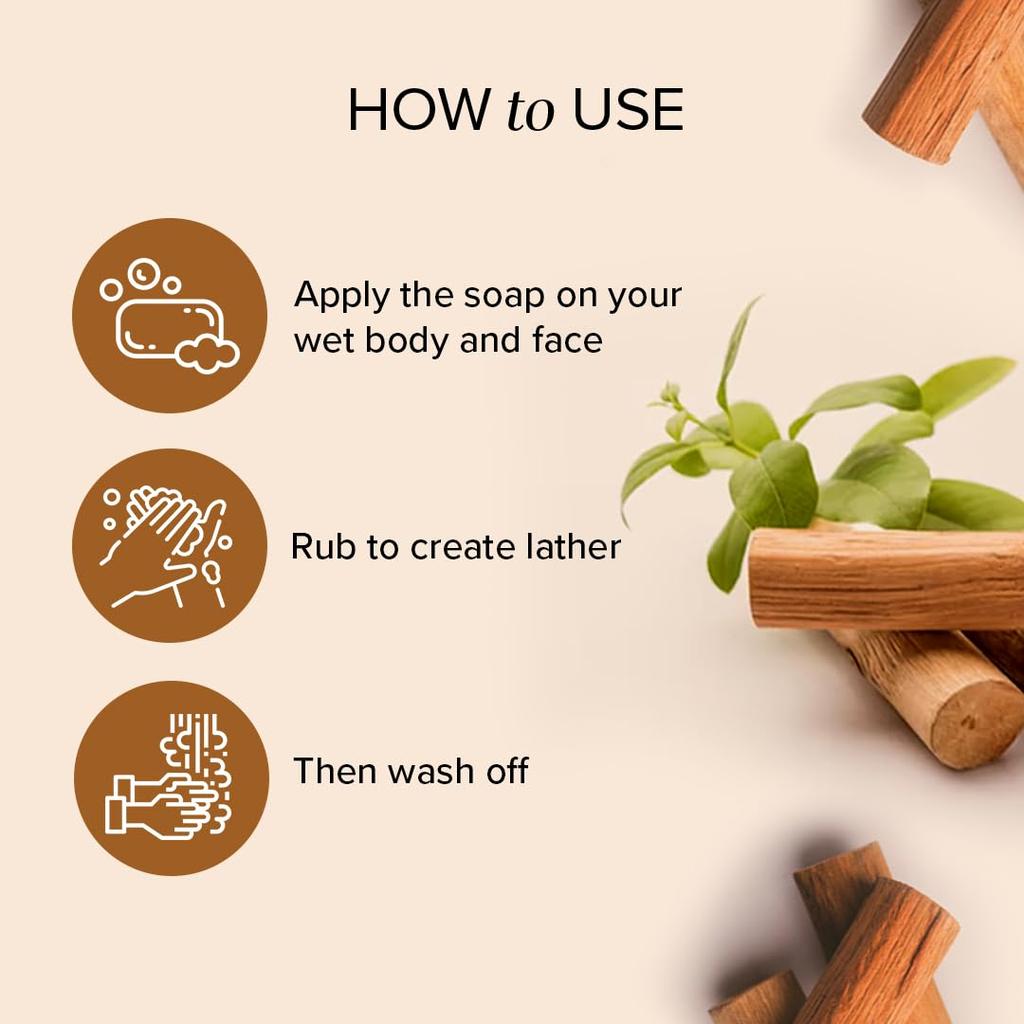 KHADI NATURAL Sandalwood Handmade Bath Soap For Hydrated Skin Gentle Cleansing Bar Suitable For All Skin Types Pack Of 1 (125GX8PCS)