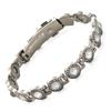 Premium Stainless Steel Magnetic Bracelet High Polished Fashion Anti Static Bangle Round Smooth Rhinestone Wrist Chain Party