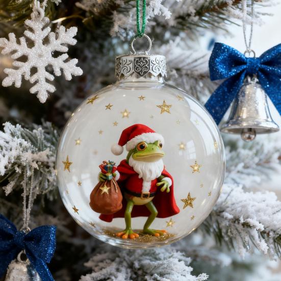 2026 Christmas Ball Ornament Set Handcrafted 3D Frog Ornament Different Frogs Theme Holiday Decorations