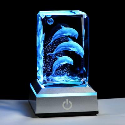 A Popular Gift for and Perfect for Wedding and K9 Crystal Dolphin LED Light Base with USB Women, Wives, Girlfriends, Husbands, Birthdays,