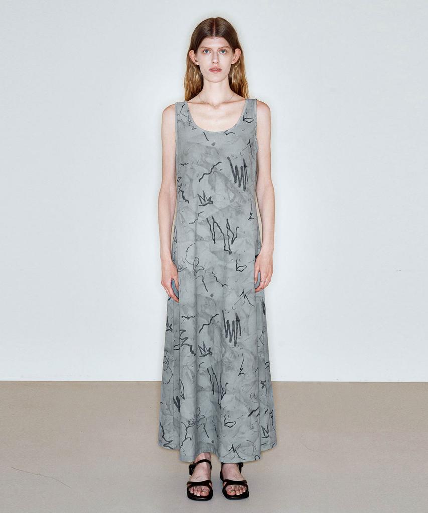 Ssikeoseun Drawing Sleeveless Dress_Khaki