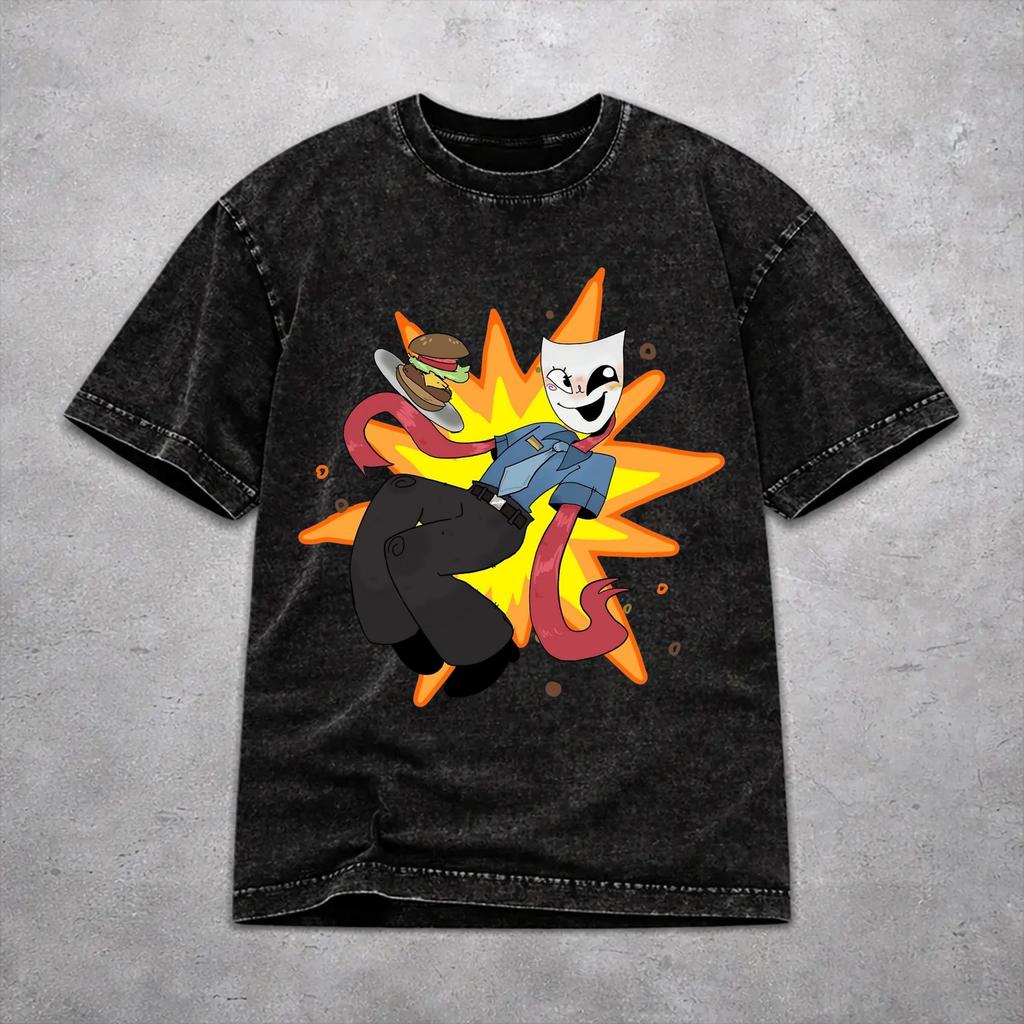 Oversize TADC Cartoon Merch T Shirt for Men Women Washed Style Tee Shirt Clothing