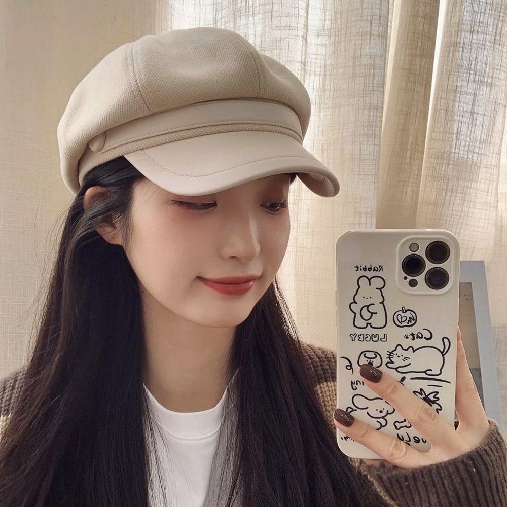 Windproof Painter Octagonal Cap Cotton Panama Cap Retro Beret Hat  Autumn Winter