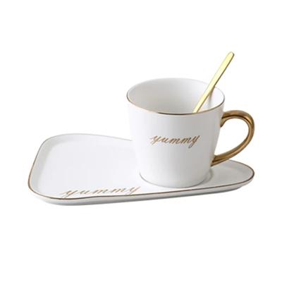 Cup With Spoon European Luxurious Ceramic Office Coffee Cup And Saucer Set Milk Tea Mugs Birthday Couples Gifts Friends Gift Box
