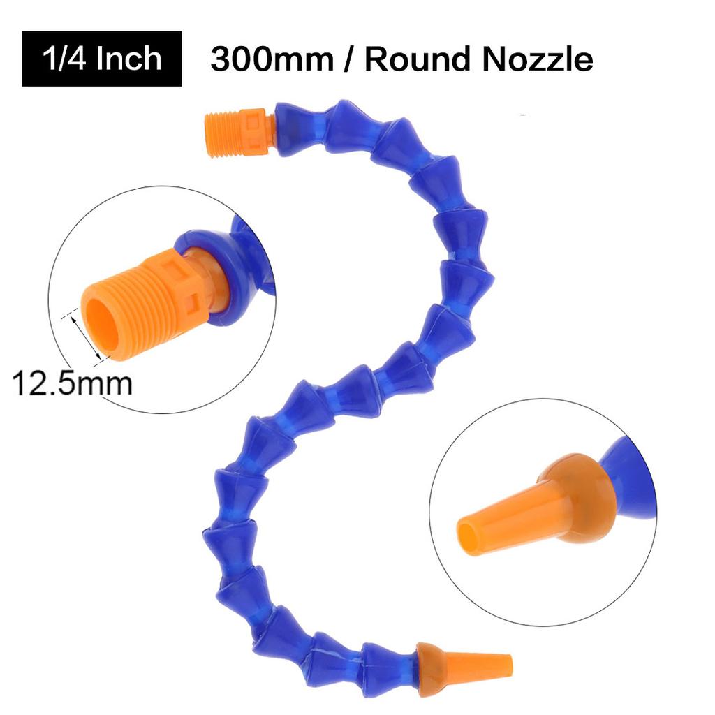 1/2 3/8 1/4'' 300mm 400mm Plastic Flexible Water Oil Coolant Tube Hose with Round Flat Nozzle for CNC Milling Lathe Cooling Pipe