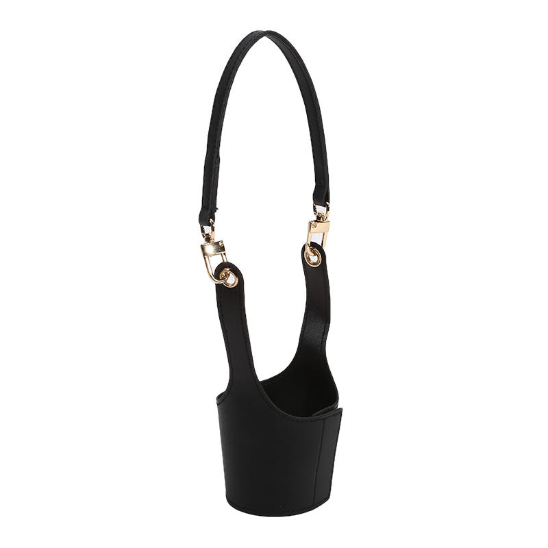 Portable Water Bottle Carrier with Detachable Strap Leather Coffee Cup Holder Bottle Protective Sleeve Bag for Outdoor Camping Travel