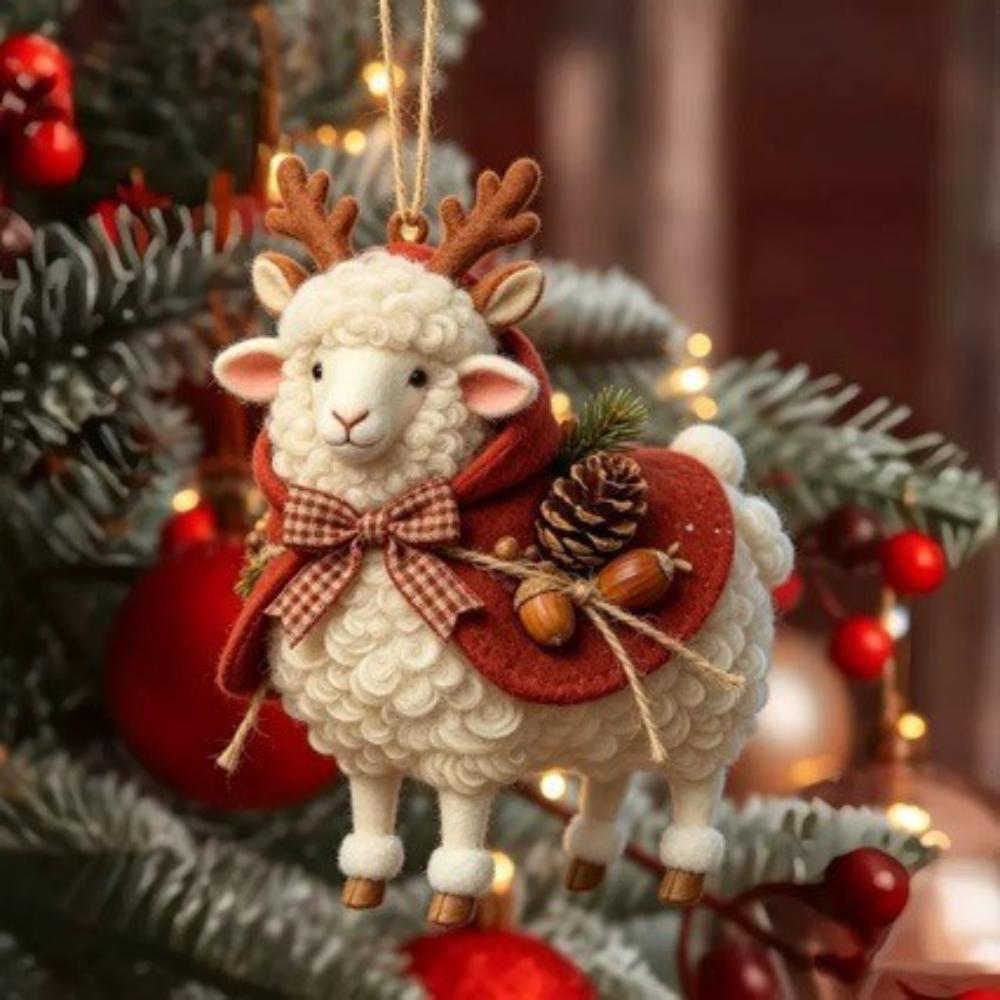 Cartoon Christmas Tree Ornament Hanging Pendant Holiday Decor Durable Sheep Ornament Home