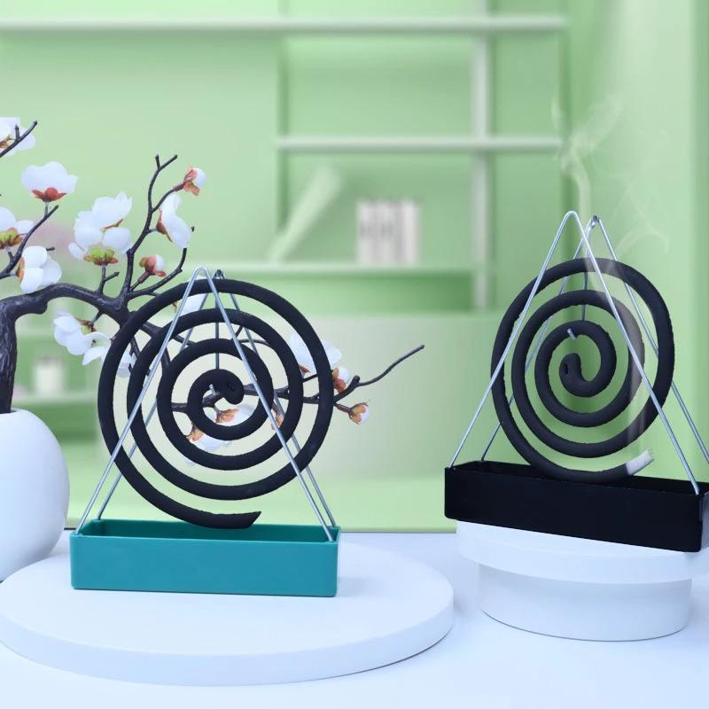 Creative Nordic Style Mosquito Coil Holder With Tray, Iron Spiral Mosquito Repellent Incense Rack Plate For Home Summer Decor