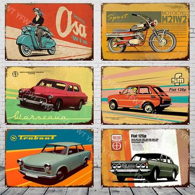 Retro Klassisk Bil Veteranbil Färgglad Garageinredning Plakett Vintage Plåtskylt Retro Metallskylt Dekorativ Plakett Väggdekor