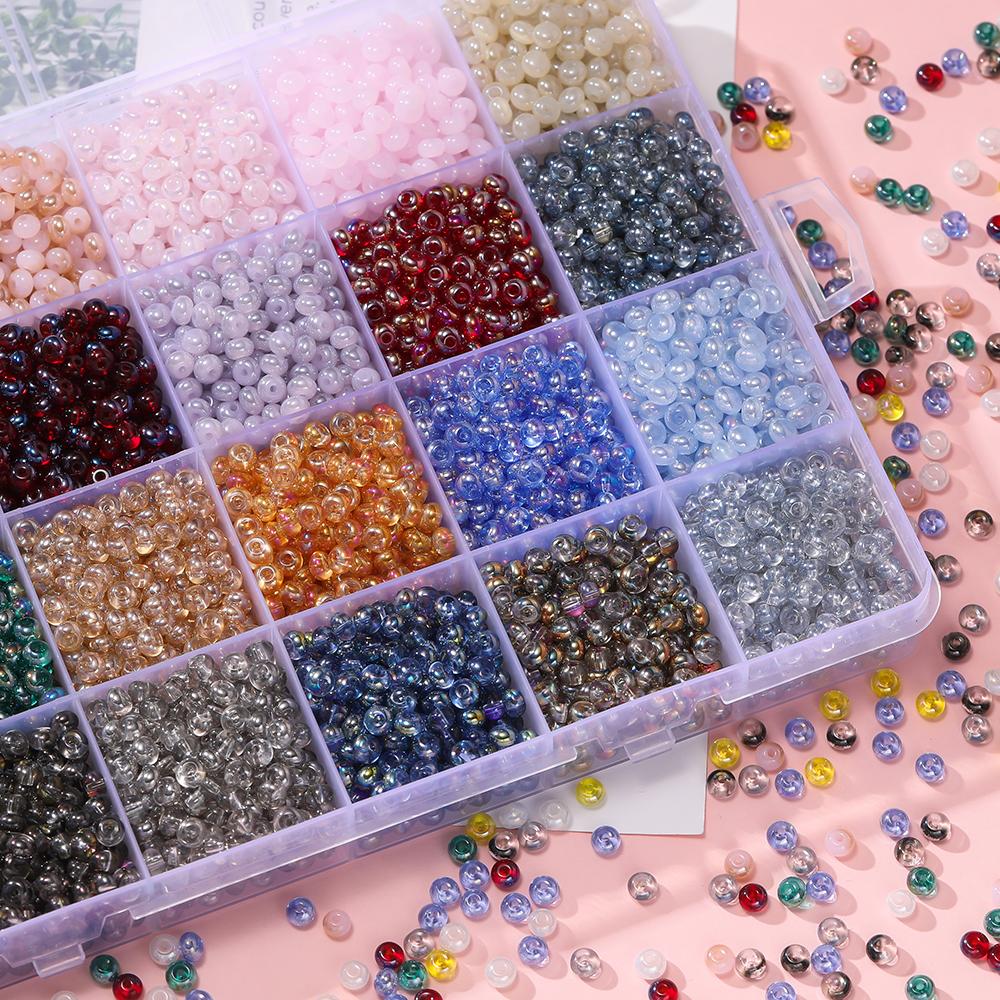 100pcs/Lot 3x4.5mm Glass Flat Round Beads Mini Spacer Loose Bead for Bracelet Necklace Earrings Jewelry Making Accessories