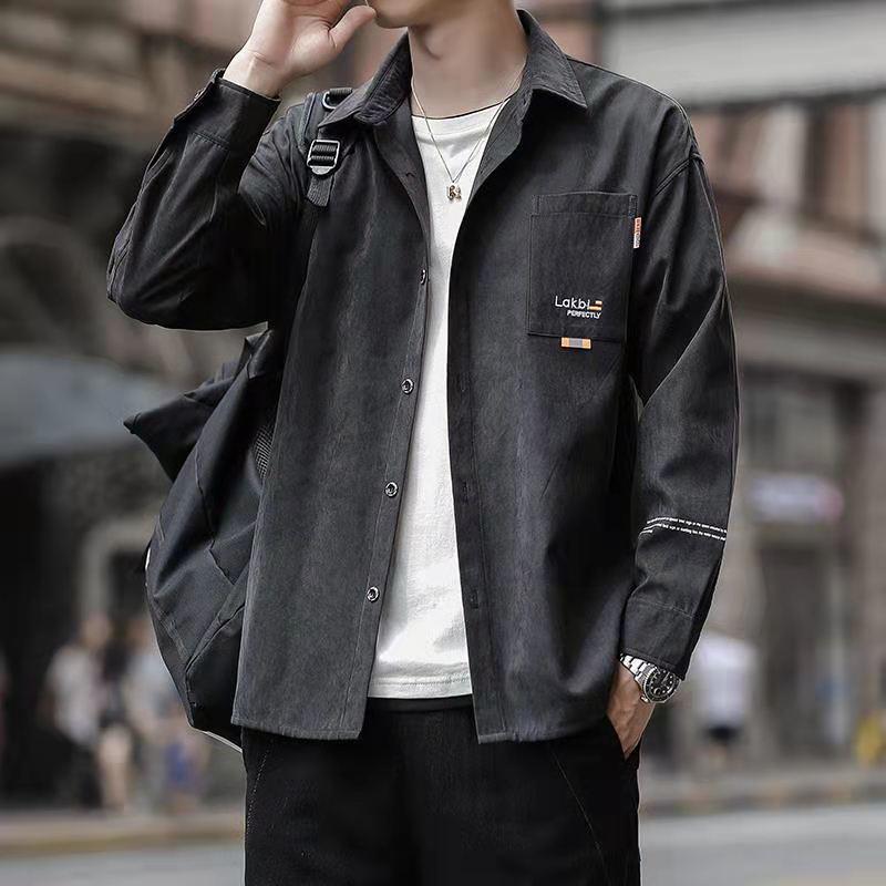 

Men s 2024 Retro Trendy Workwear Shirt: Spring/Autumn Thin Casual Jacket 4XL (weight: 180-200 kg) чорний