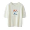 2026 Autumn/Winter Women's Cashmere Wool Short Sleeve Sweater with Embroidered Dog Design