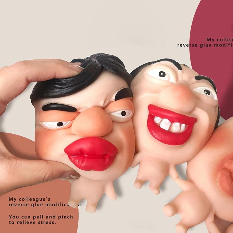 Stress Relief Artifact Weird Quirky Gadgets Ultra Soft Squeeze Funny Trendy Office Decor Slow Rebound Ugly Facial Squeeze Toy