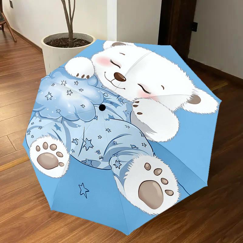 1PC Polar bear Umbrella-8-Rib Reinforced, Automatic Open, Lightweight & Durable, Fashion Accessory for Outdoor, H0375