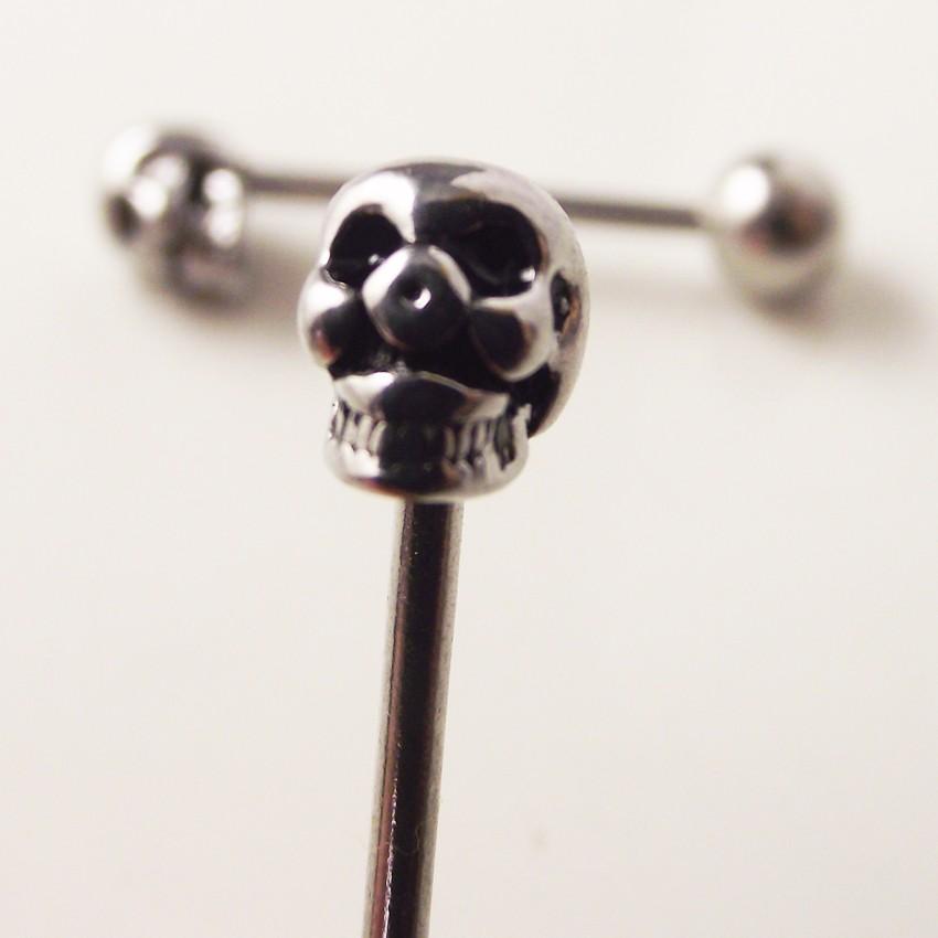Set mit 10 14G Edelstahl Körperschmuck Punk Style Totenkopf und Brustwarzenringe für Hochzeiten und Geschenke