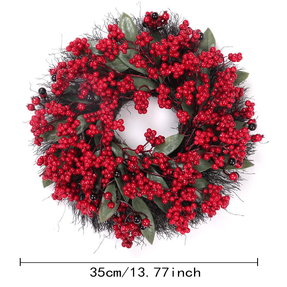 

35cm 40cm Christmas Decoration Wreaths for Front Door Handmade Cypress Leaf Red Berry Pine Wreath Xmas Home Wall Window Decoration