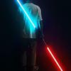 YDD Lightsaber with LED Metal Force Sound Rechargeable Sword Hilt and Ice Blue Blade, Hilt, FX, Effects, Sensor, Light-Up (Silver Blade)