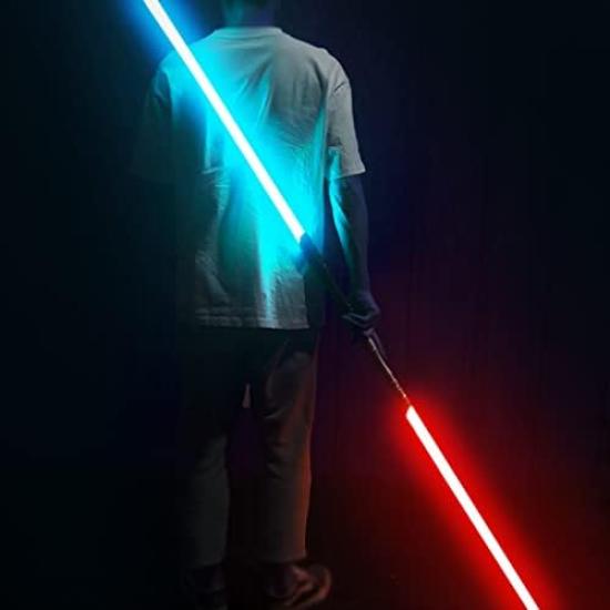 YDD Lightsaber with LED Metal Force Sound Rechargeable Sword Hilt and Ice Blue Blade, Hilt, FX, Effects, Sensor, Light-Up (Silver Blade)
