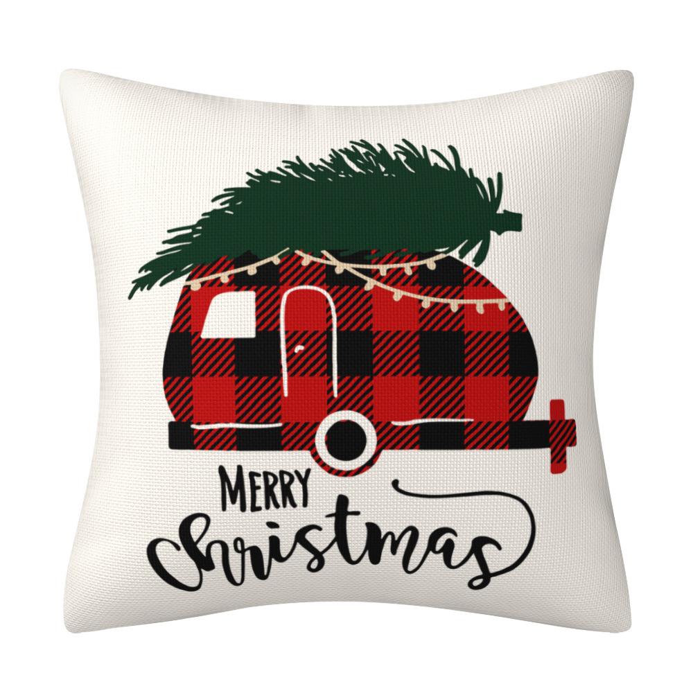 Plaid Christmas Tree Linen Pillowcase Christmas Decoration Sofa Cushion Household Supplies Pillowcase