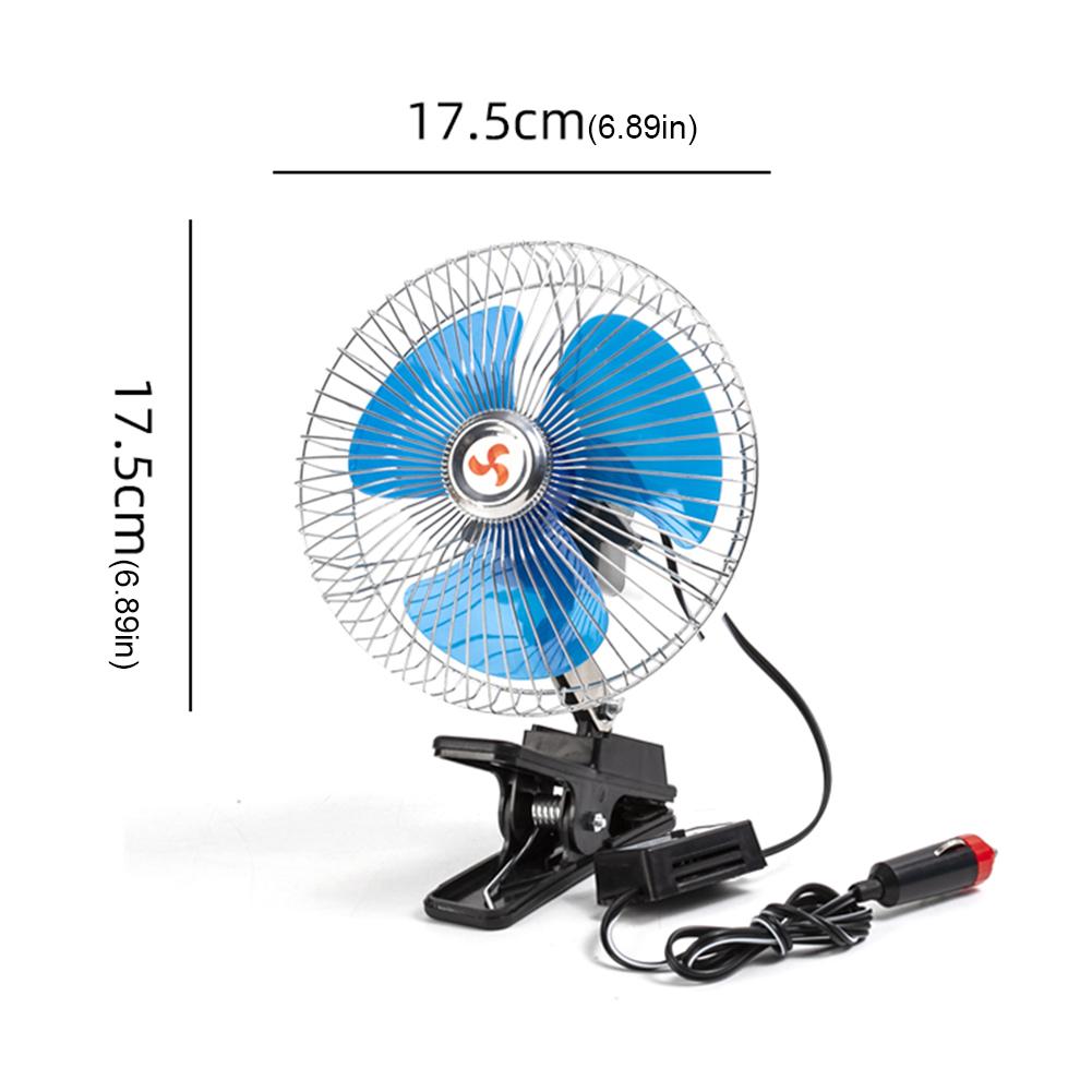 12/24V 25W Portable Vehicle Auto Car Oscillating Celling Fan Adjustable Personal Cooling Fan for Travel Car Small Summer Cooler
