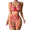 European & American Women's Sexy Embroidered Mesh Lingerie Garter Set