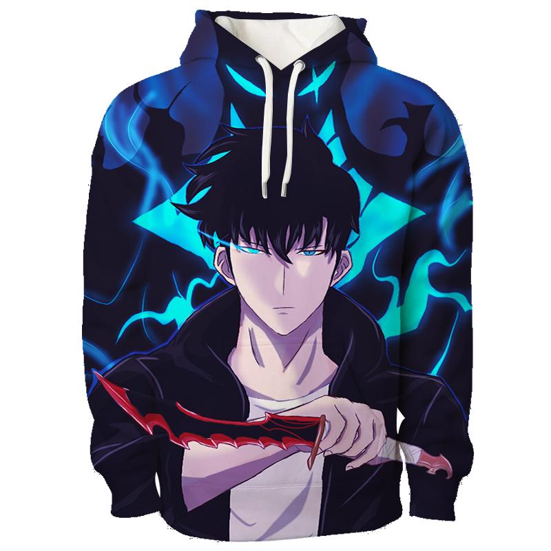 

Harajuku Аниме Solo Leveling Sung Jin Woo Графический Толстовка Мужская Свободные Длинные Рукава Толстовки Модные Манга Толстовки Мужская Одежда 2XL