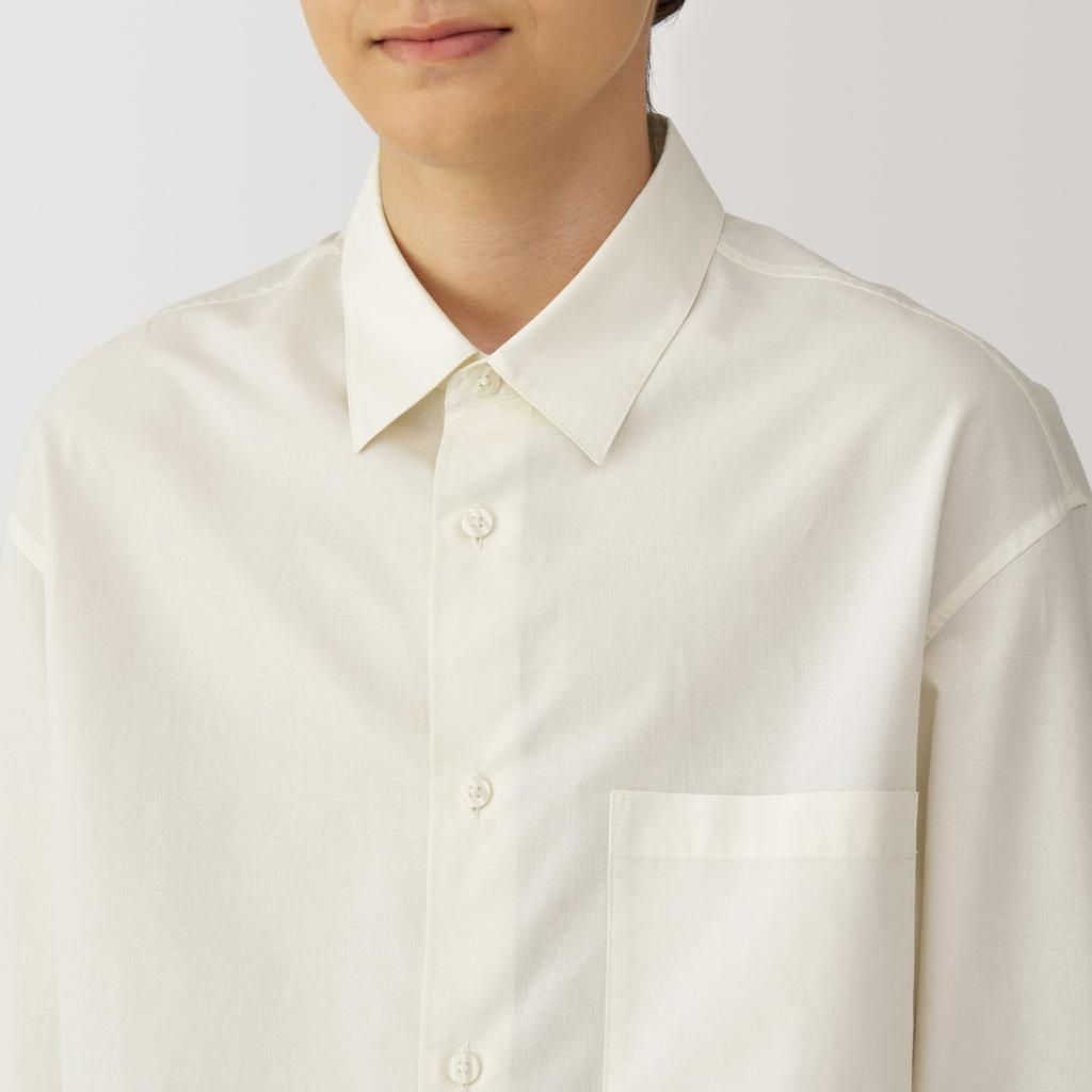 MUJI Men's Washi-Blend Poplin Shirt, BG1RFA4A, Off-White, Men's Size S