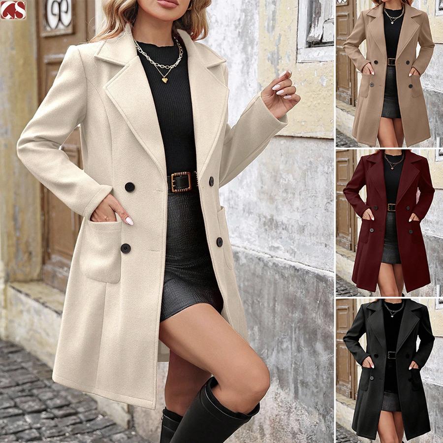 Overcoat Women's Wool Blend Coat for Autumn/Winter - Slim Fit, Elegant Style