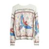 Fashion Women Sweater Y2K Streetwear Colorful Bird Print Pullover Femme Round Neck Bottom Knit Tops Mujer C-069
