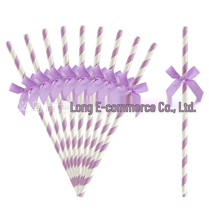 Disposable Paper Straw Bow for Children's Birthday Cupcake Decoration