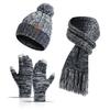 Winter Hat New Style Knitted Wool Colorful Hat Thick Scarf Gloves Three-piece Set
