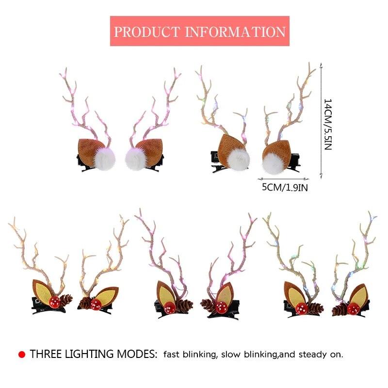 LED-Weihnachtsgeweih-Kopfbedeckung für Frauen und Mädchen, leuchtende Elchhorn-Haarspange, Weihnachtsgeschenk, Elch-Kopfbedeckung mit Lichtern, Navidad-Dekoration