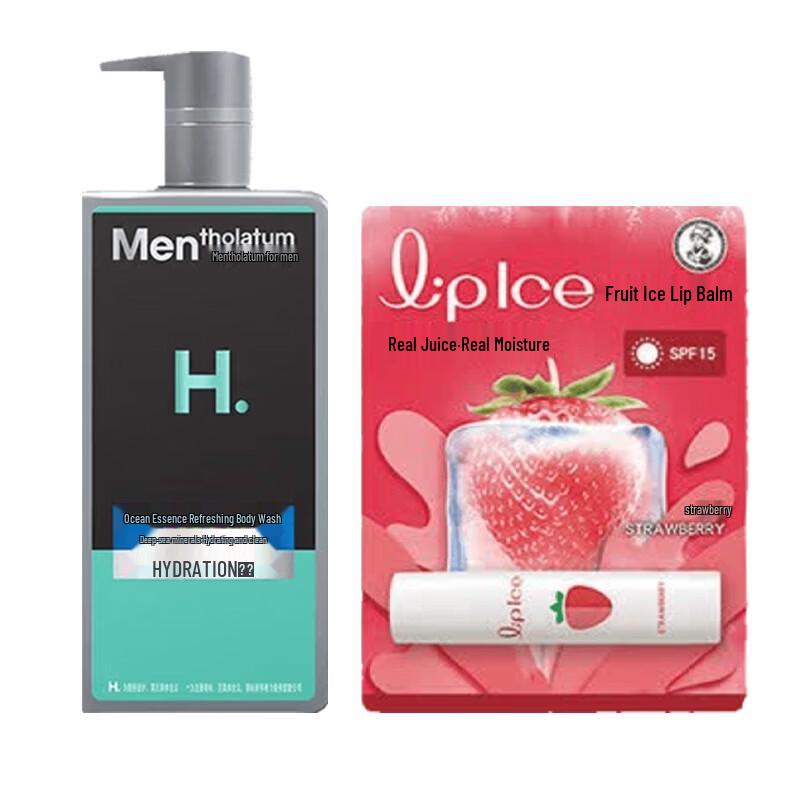 Набор: Гель для душа Mentholatum Men s Ocean и Бальзам для губ Mentholatum Strawberry