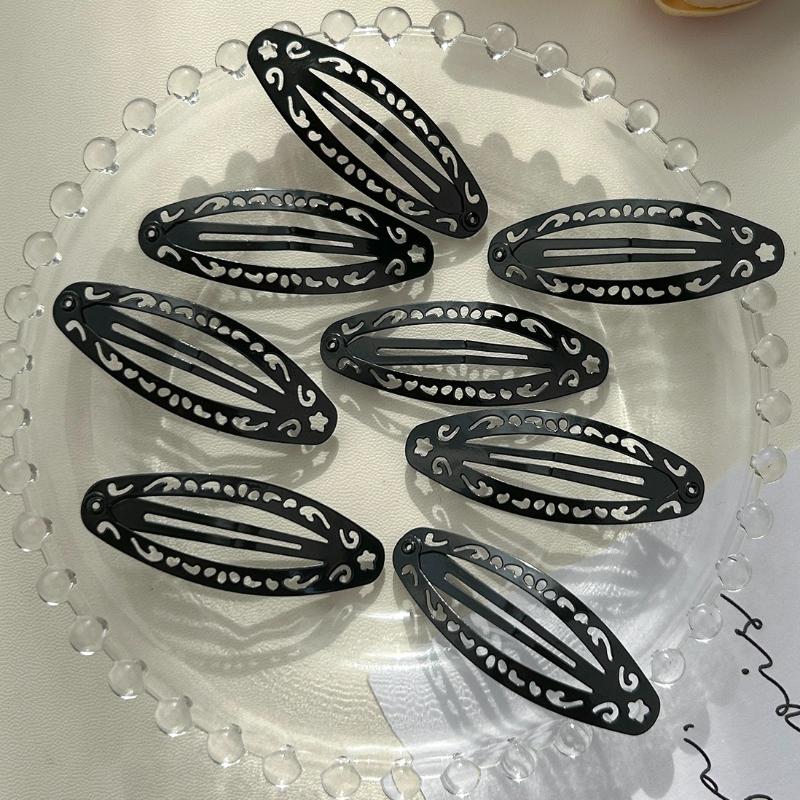 2-8pcs New Ethnic Style Straight Clips Korean Girl Hairclips Y2k Side Clips Cute Hair Clip Headband Silver BB Clip