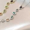Retro Style Colorful Zircon Tassel Irregular Splicing Long Necklace Light Luxury Pendant Collarbone Chain For Women Jewelry