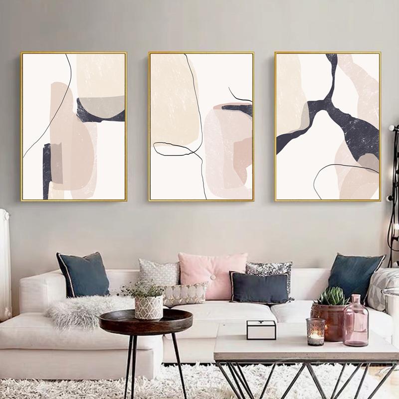 Abstract Beige Marble Geometric Graphics Canvas Paintings Poster Print Wall Art Giclee Artwork for Wall Living Room Home Decor